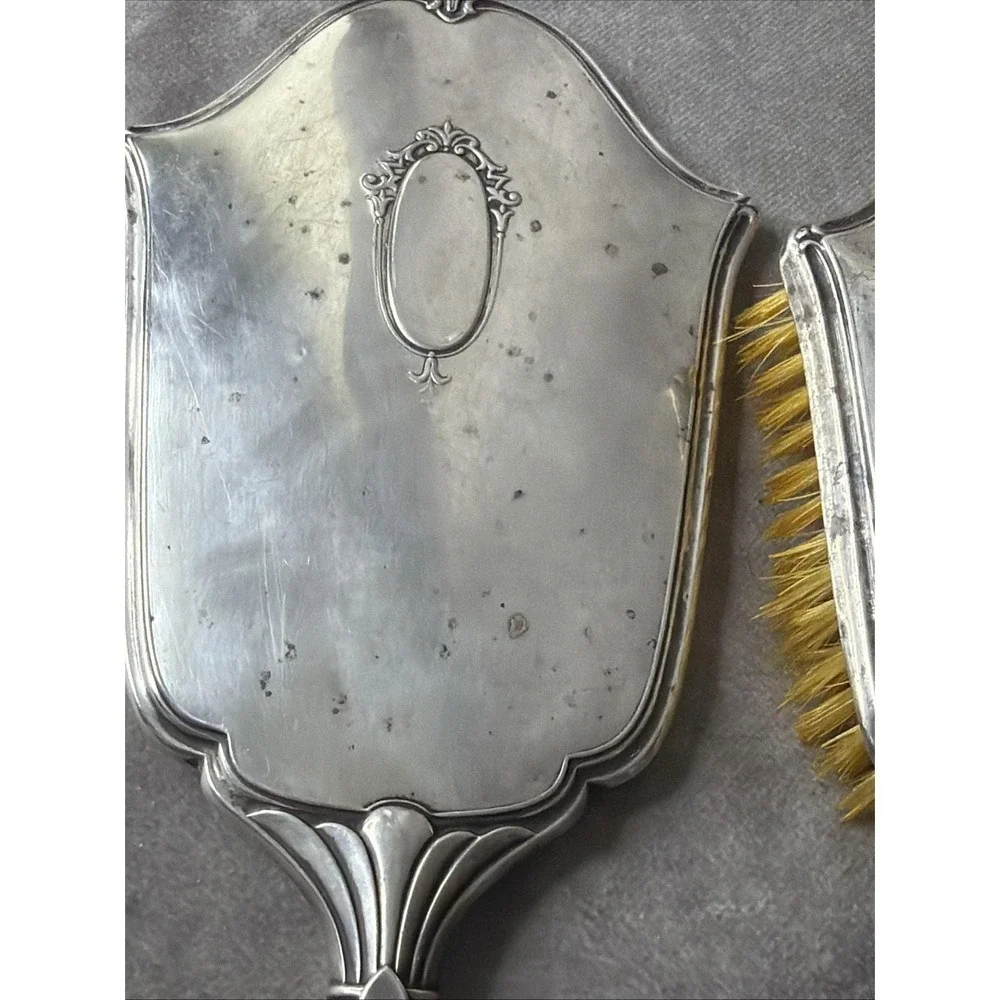 VINTAGE WEBSTER STERLING SILVER 925 WOMENS BRUSH & MIRROR SET 420 GRAMS